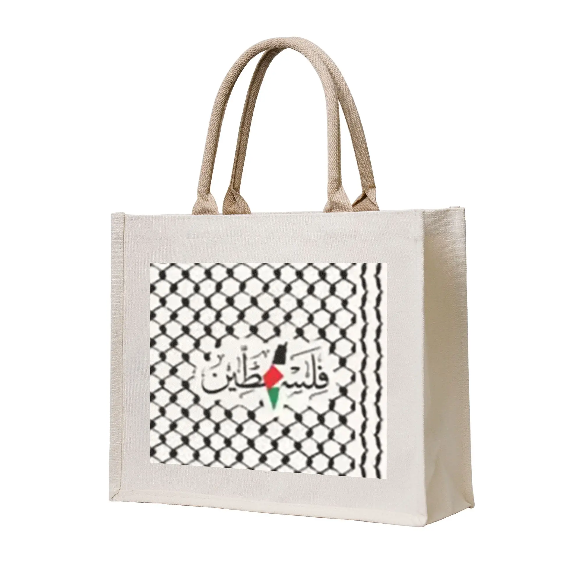 

Сумка-шоппер Hatta Kufiya Folk Palestine из холщовой ткани, складная, для женщин, на плечо, дорожная сумка-тоут