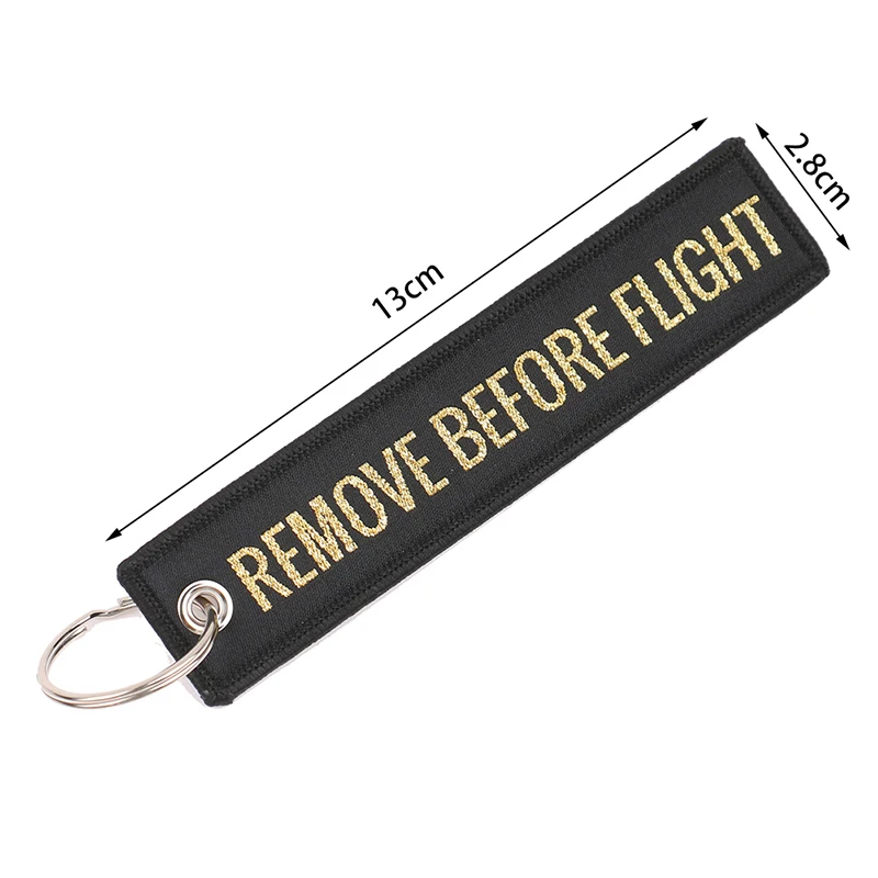 Remove Before Flight Key Chian Embroidery Key Tag Label Key Fobs Keychain Jewelry Car Keyring Luggage Tag Airline Gift