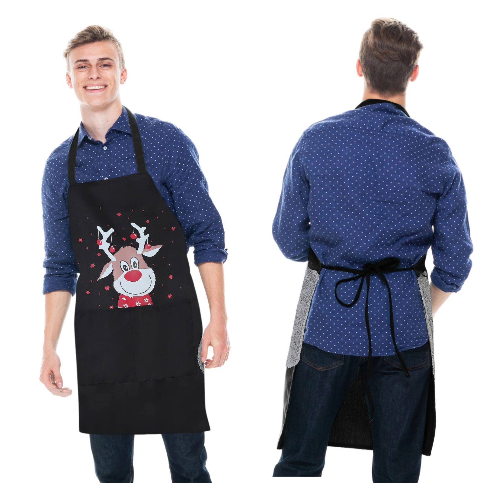 Kitchen Apron for Men Women Christmas Series Oil-proof Waterproof Adult Kids Waist Aprons Coffee Overalls Wipe Hand Family Apron