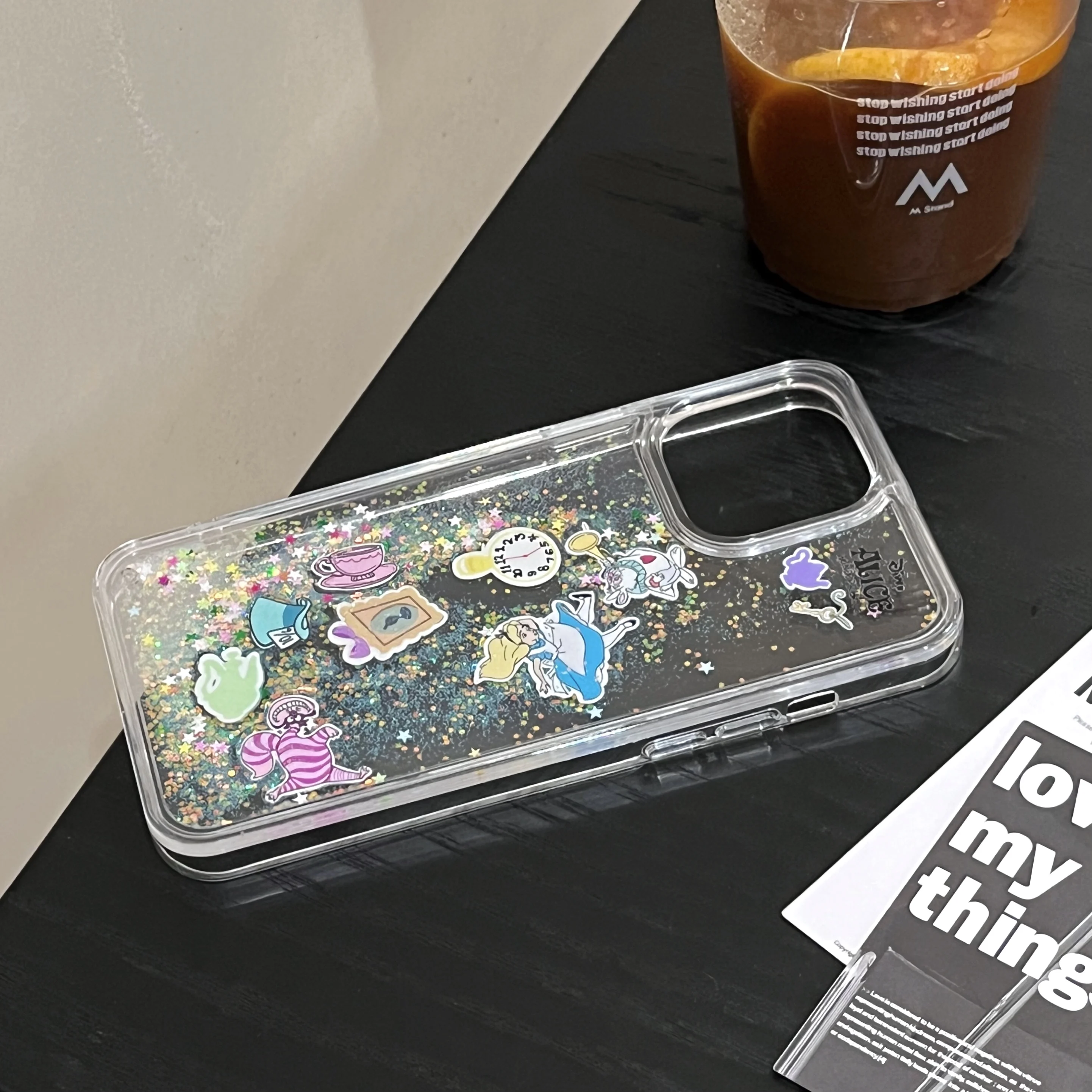 Disney Alice In Wonderland Quicksand Phone Case For iPhone 14 13 12 11 Pro Max XR XS MAX X 7 8 Plus Girl Anti-drop Cover