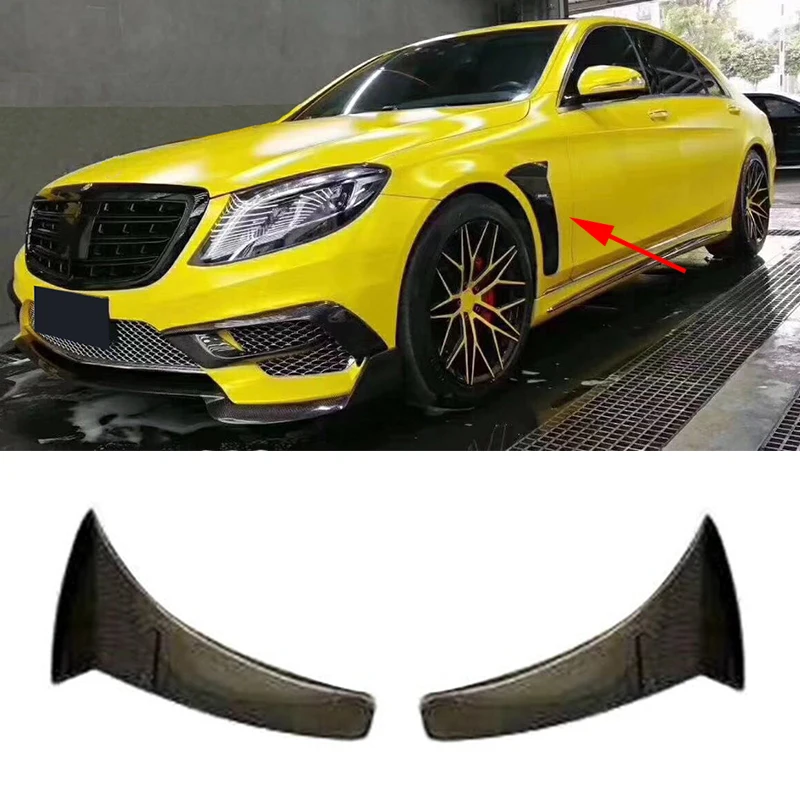 Car Side Bumper Fender Trim For Mercedes-Benz S Class W222 S63 AMG 4 Door 2018-2021 Front Side Fenders Trims Carbon Fiber