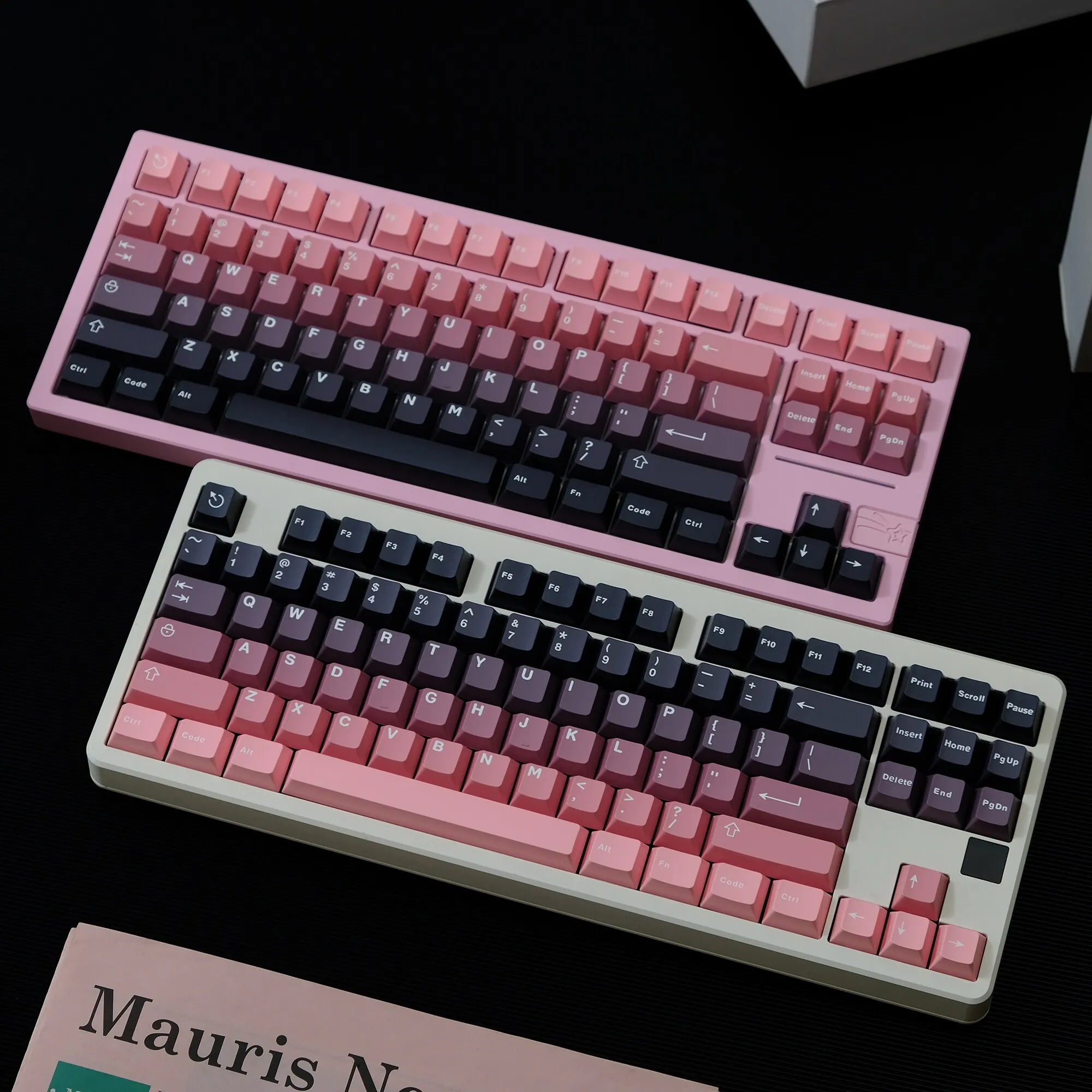 ABS Double‑Shot Blackberry Bean Paste Gradient Keycaps Original Height for Mechanical Keyboard Free Brush & Key Puller