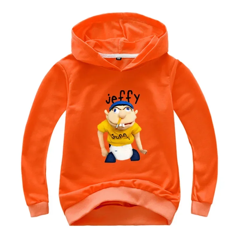 2-16Y 2024 Anime Jeffy Puppet Hoodies Kids Sweatshirt Hooded Pullover Hip Hop Coats Girls Spring Autumn Clothes Boys Streetwear