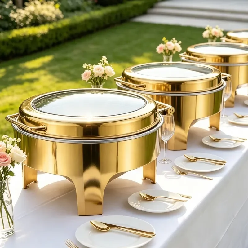 Luxury Stainless Steel Chafing Dish for Wedding Catering Buffet Outdoor Garden Party Food Warmer Hotel Restaurant Supplies