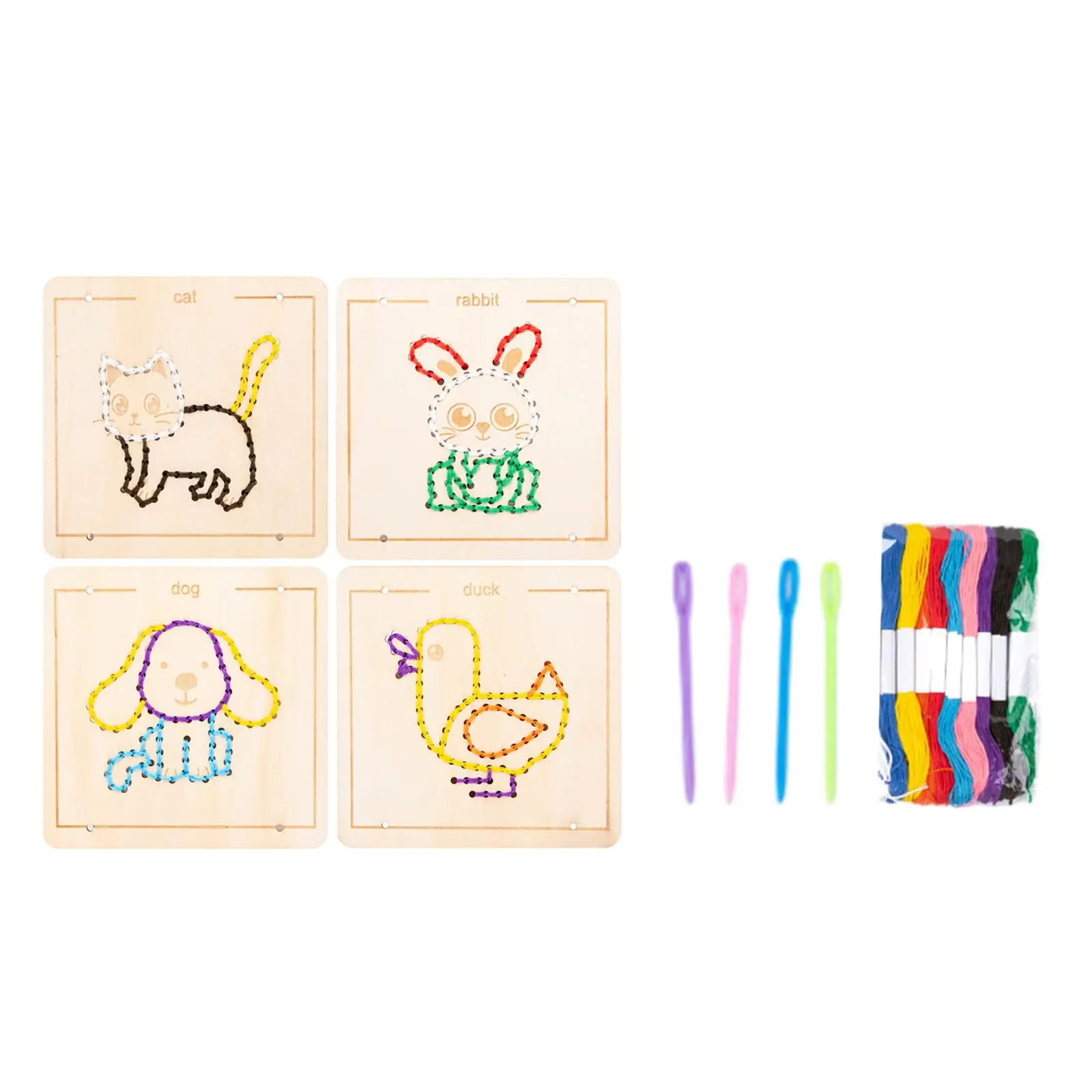 Montessori Wooden Threading Toy Set with Alphabet Number Tracing Boards for Children Fine Motor Skills Development