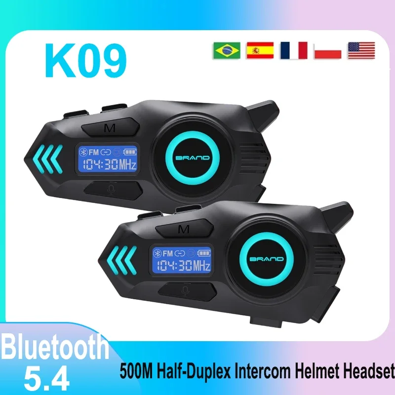 

KEBIDUMEI 1/2PCS Motorcycle Headset Helmet 500M Half-Duplex Intercom BT5.4 Waterproof Music Sharing Moto Earphone with Fm Radio