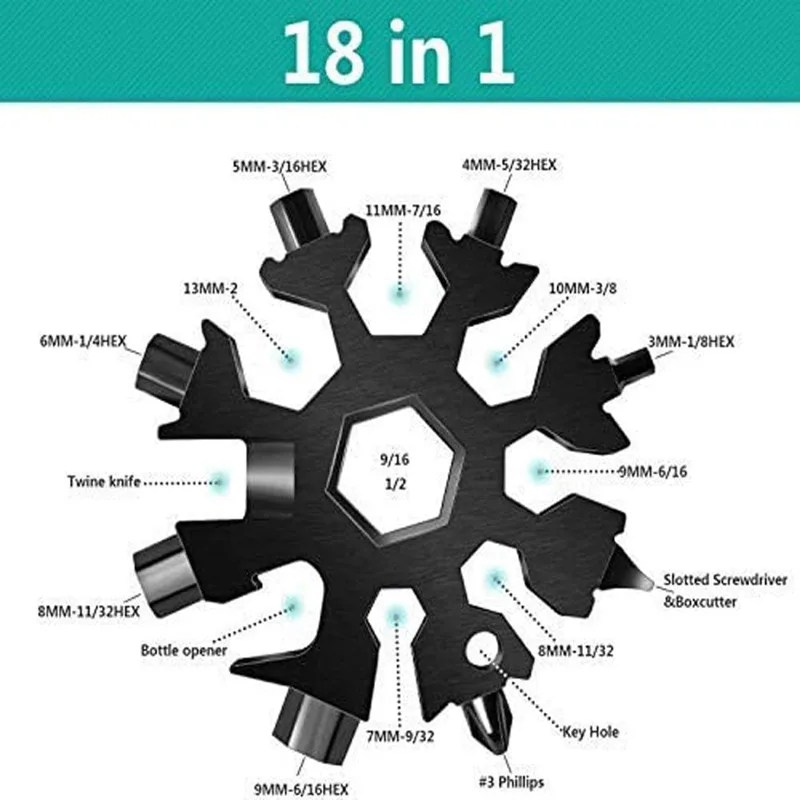 Universal Portable 18-in-1 Snowflake Torque Wrench Multi-tool Stainless Steel Tools Set Multifunction Hand Tools Manual Tool