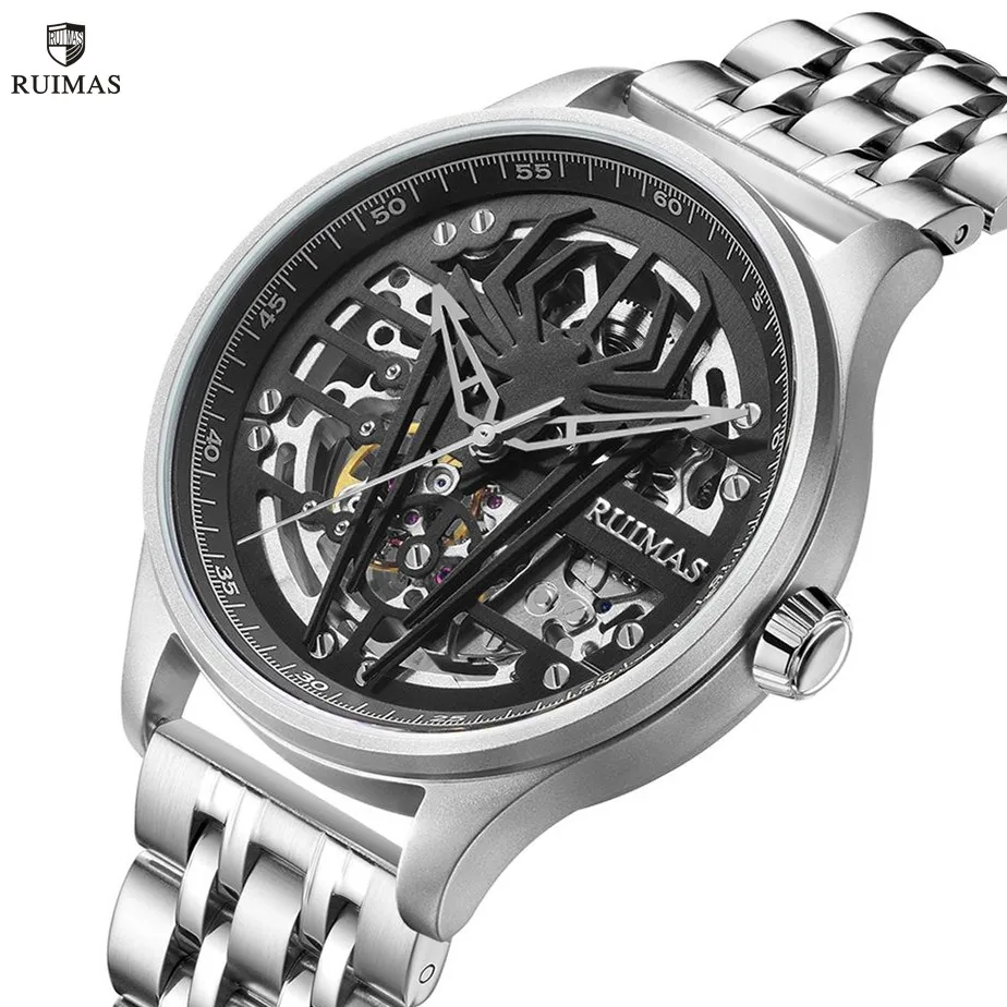 RUIMAS Watches for Men Top Brand Luxury Mechanical Chronograph Clock Stainless Steel Casual Wrist Watch Man Business Watch 6787