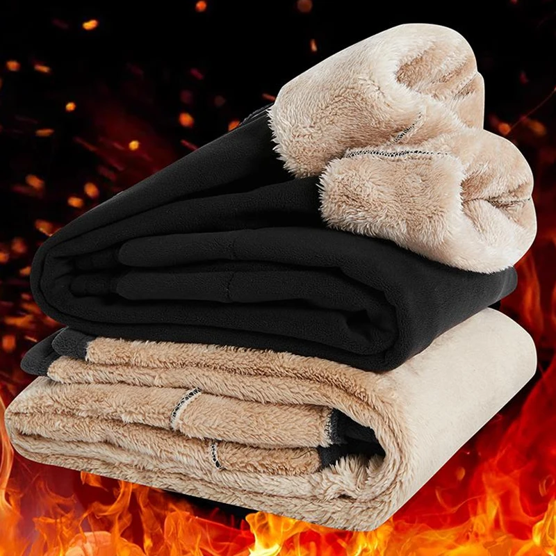 

New Men's Fleece Warm Pants 2025 Winter Thicken Plush Velvet Business Office Trousers Brand Clothing Stretch Casual Male Pants