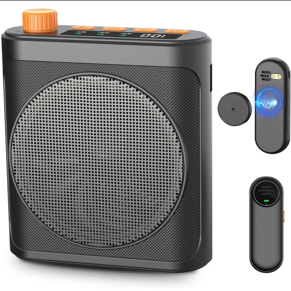 10pcs Portable Voice Amplifier with 2 Wireless Magnetc Lavalier Microphones, Mic Speaker for Teachers