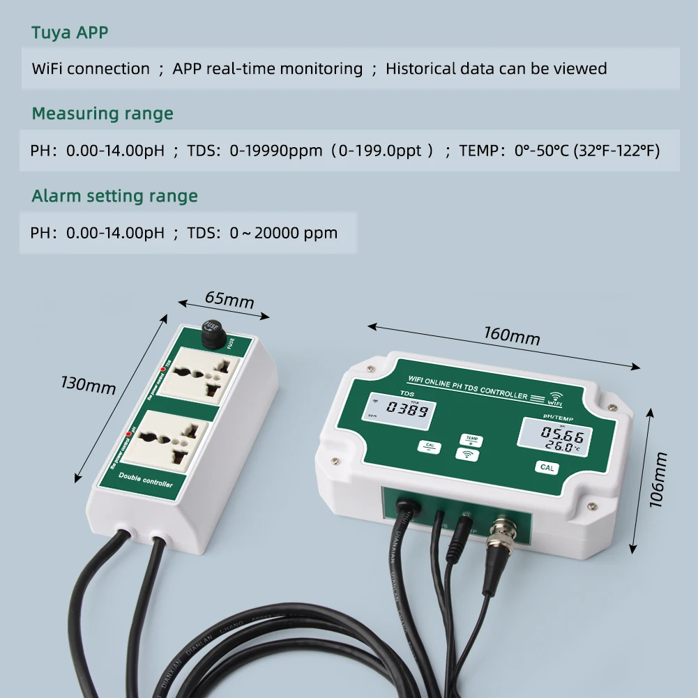 WiFi Temp PH Controller Meter Water Quality Analyzer Data Logger PH Tester Smart Remote Online Monitor for Swimming Pool - Image 6