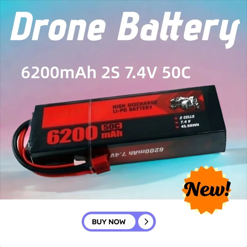 

6200mAh 2S 7.4V 50C T/XT60 LiPo Battery for RC Quadcopter Helicopter FPV Racing Drone Rechargeable Battery