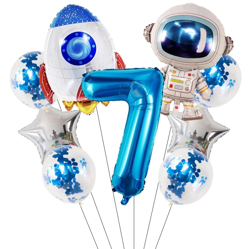 Astronauten-Weltraum-Thema Zahlenballon-Set für Jungen Kindergeburtstag Babyparty Galaxie Weltraum-Dekor Zubehör – Detail 8