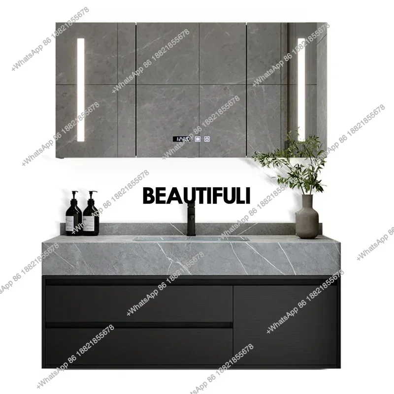 

Комплект мебели для ванной RR Rock Panel: современный, легкий, роскошный, с бесшовной керамической раковиной и интегрированным умывальником