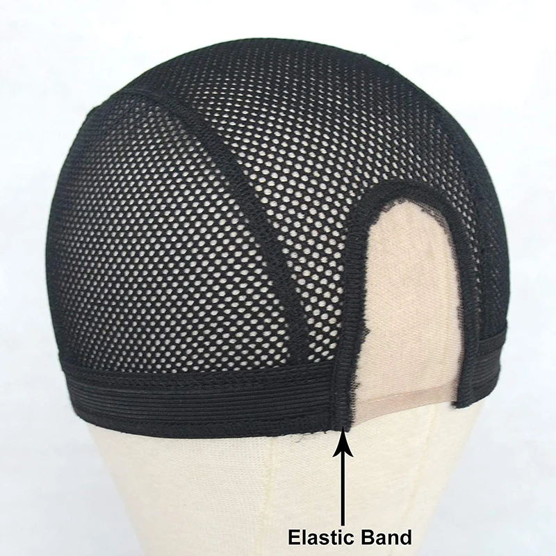 1 stücke Schwarz U Teil Perücke Kappe Mit Schweizer Spitze Verstellbaren Trägern Für Die Herstellung Von Perücken Spandex Net Elastische Dome Kappe 1.5 "* 3"