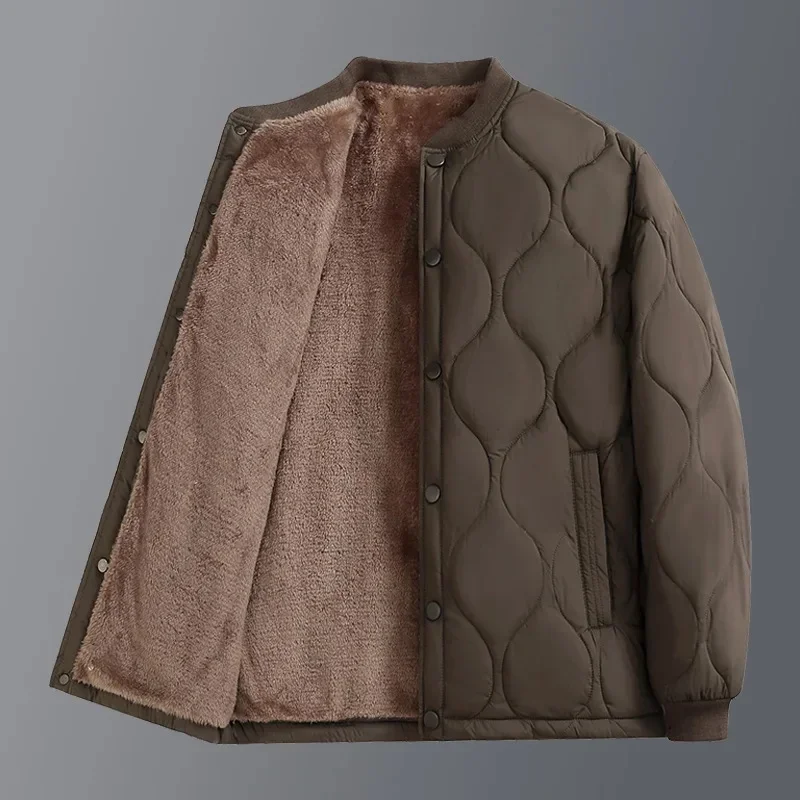 

Men's Thickened Fleece Lined Loose Winter Jacket Inner Vest Grandpa Style Cotton Clothes for Middle-Aged and Elderly