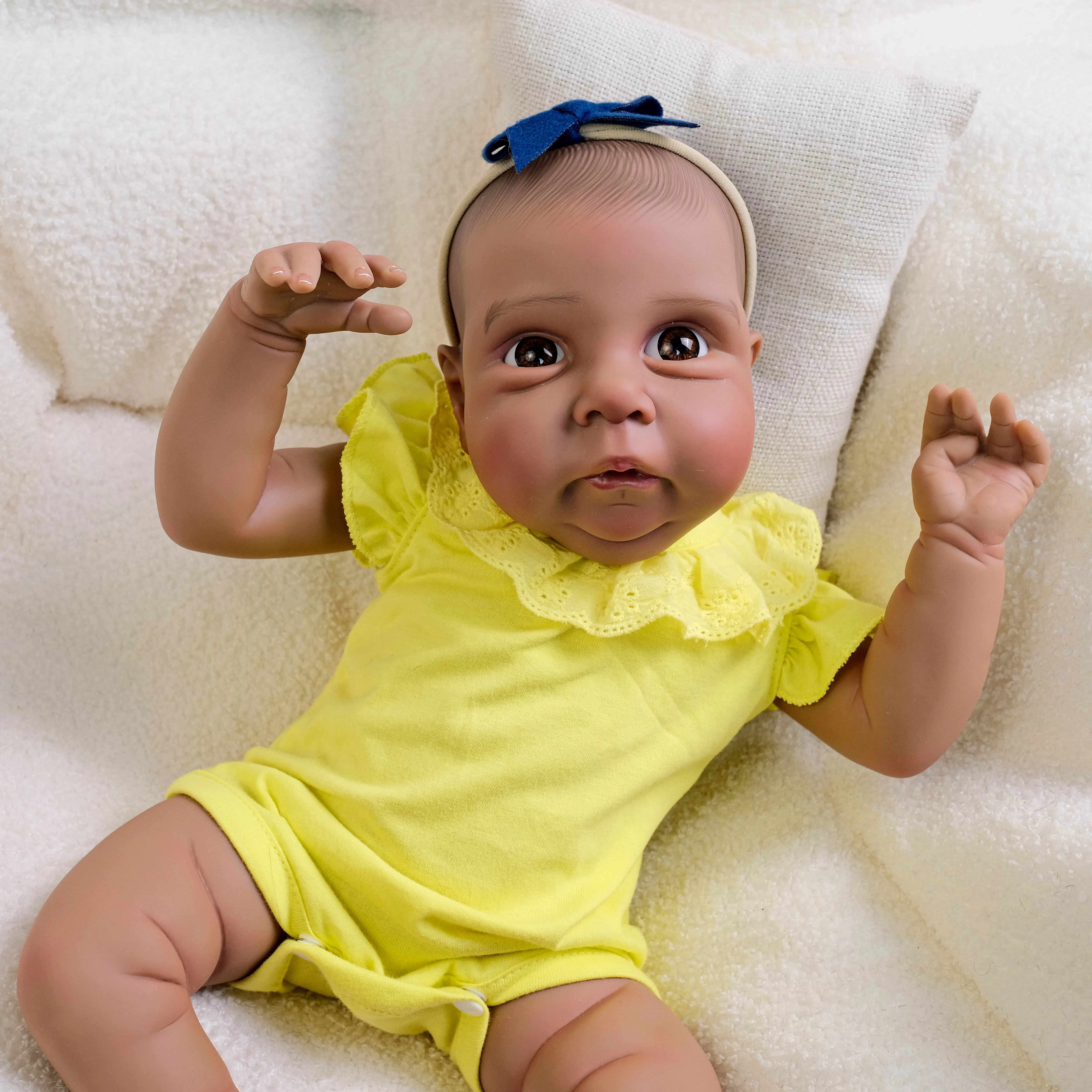NPK 18inch Lifelike Reborn Baby Doll Miley - Soft Touch 3D Skin Painted Hair Visible - Already Painted Finished Doll
