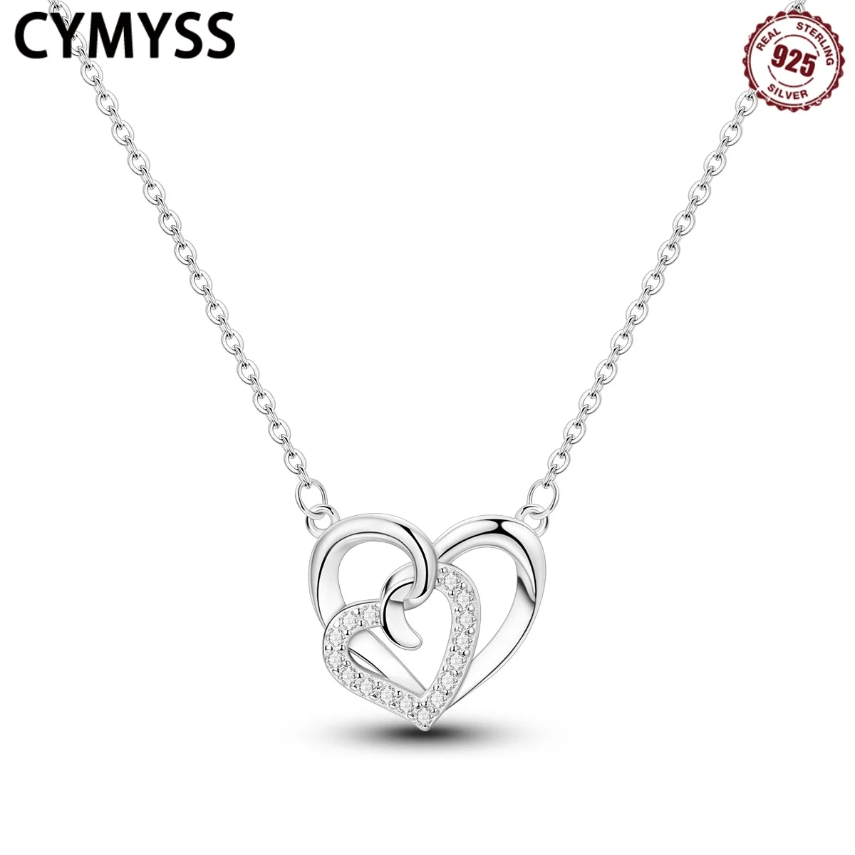 

CYMYSS 2025 New S925 Sterling Silver Pendant Necklace Heart-shaped Zircon Ladies Birthday Party Gift Fine Jewellery Necklace