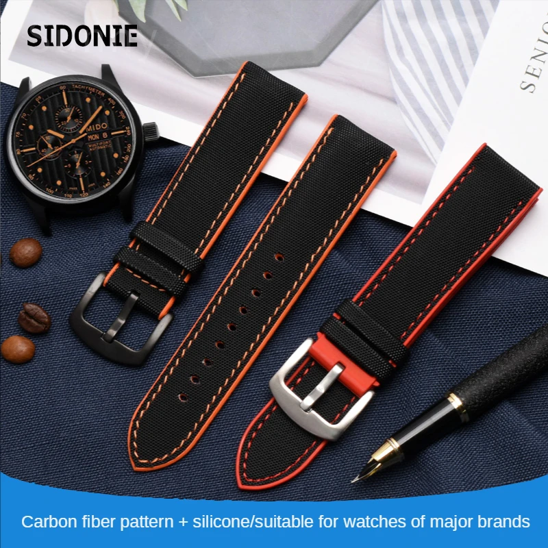 Nylon Silicone Watchband for Mido Citizen Bm8475 for Tissot Men's  Waterproof Nylon Silicone Watch Strap 18 20 22 24mm for Omega