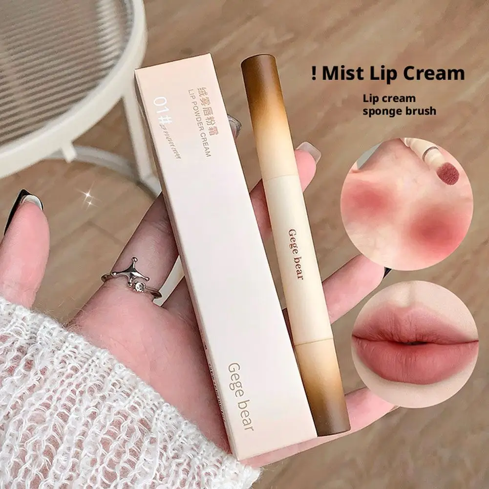 Venta al por mayor, crema en polvo para labios, niebla, cara, terciopelo, mate, hidratante, bálsamo labial cremoso, Natural, alto pigmento, barro labial resistente al agua