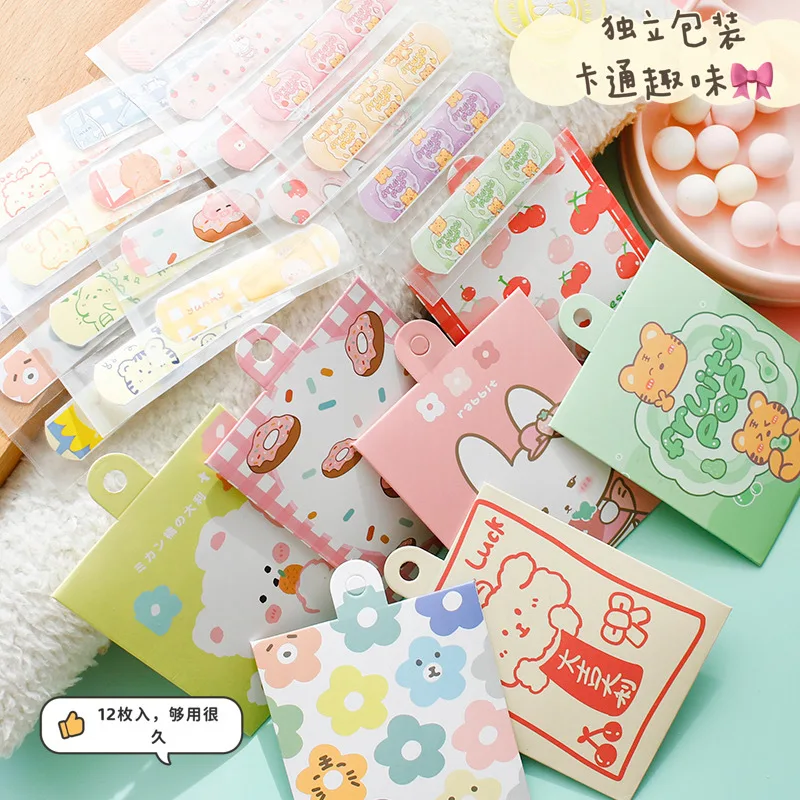 12pcs/bag Children Kids Band Aid Cartoon Plasters Kawaii Fashion  Strips Wound Dressing Patches Cute Bandages Woundplast