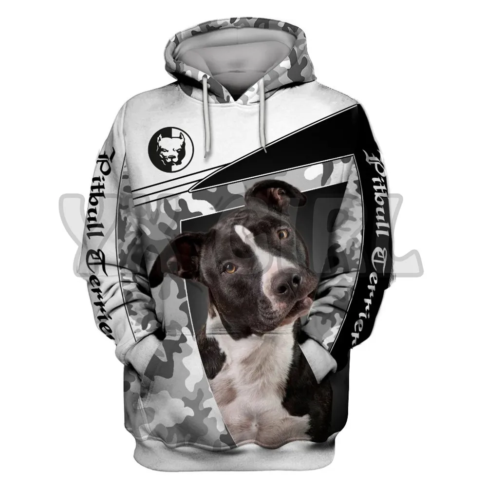 Love Dog Pit Bull Terrier 3D All Over Printed Hoodies Women's For Men Pullovers Street Tracksuit Love Dog Gift