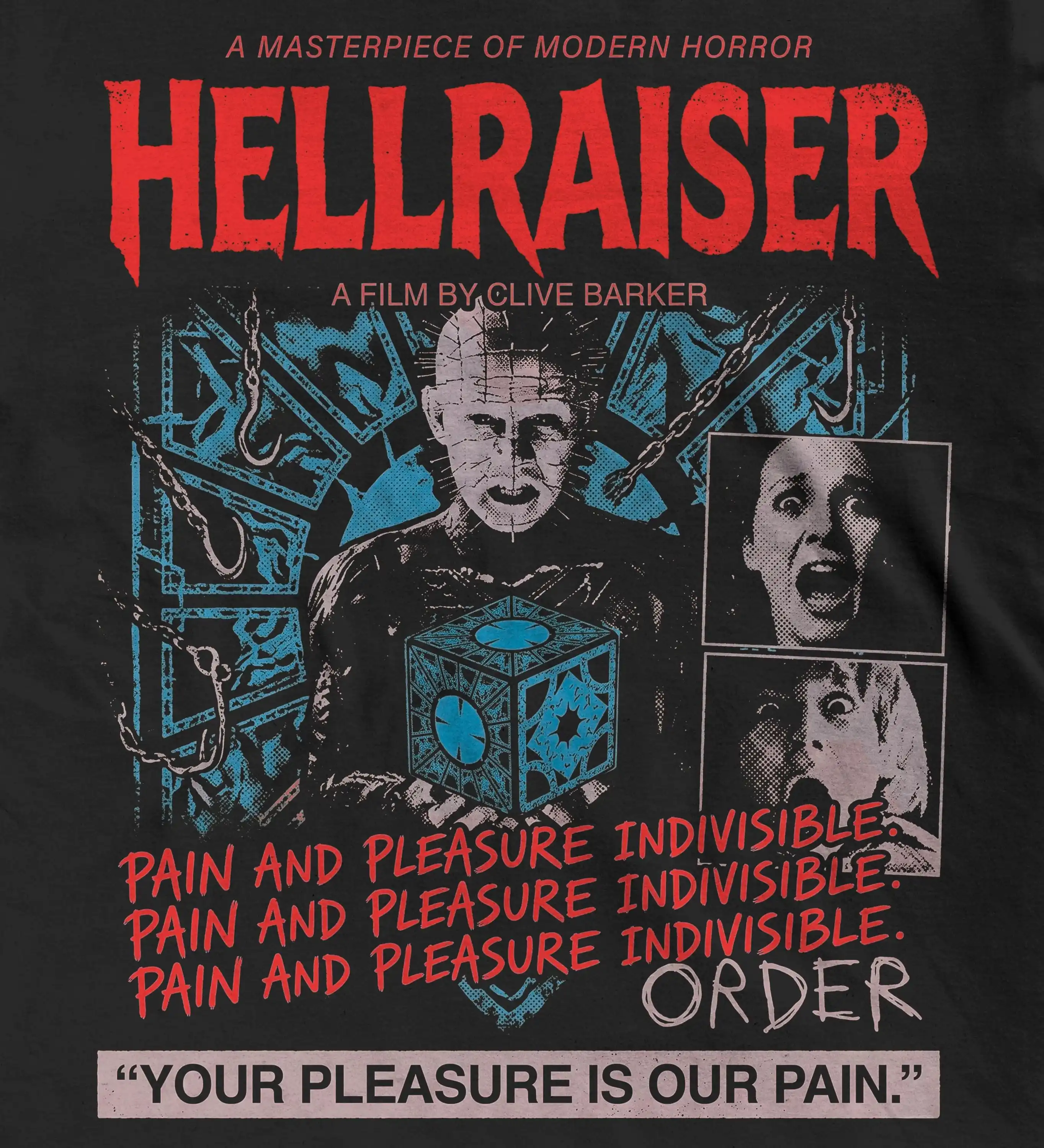 Hellraiser Movie Graphic Tee | Clive Barker Horror Film  Pinhead Shirt | Lament Configuration Tee 80s Cult T-Shirt