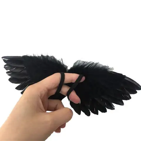 Beyaz Siyah El Sanatları Mini Tüy Melek Kanat 1/6 Bebek 20 cm Pamuk Bebek Dekorasyon Parti doğum günü hediyesi Paskalya Sevgililer Günü