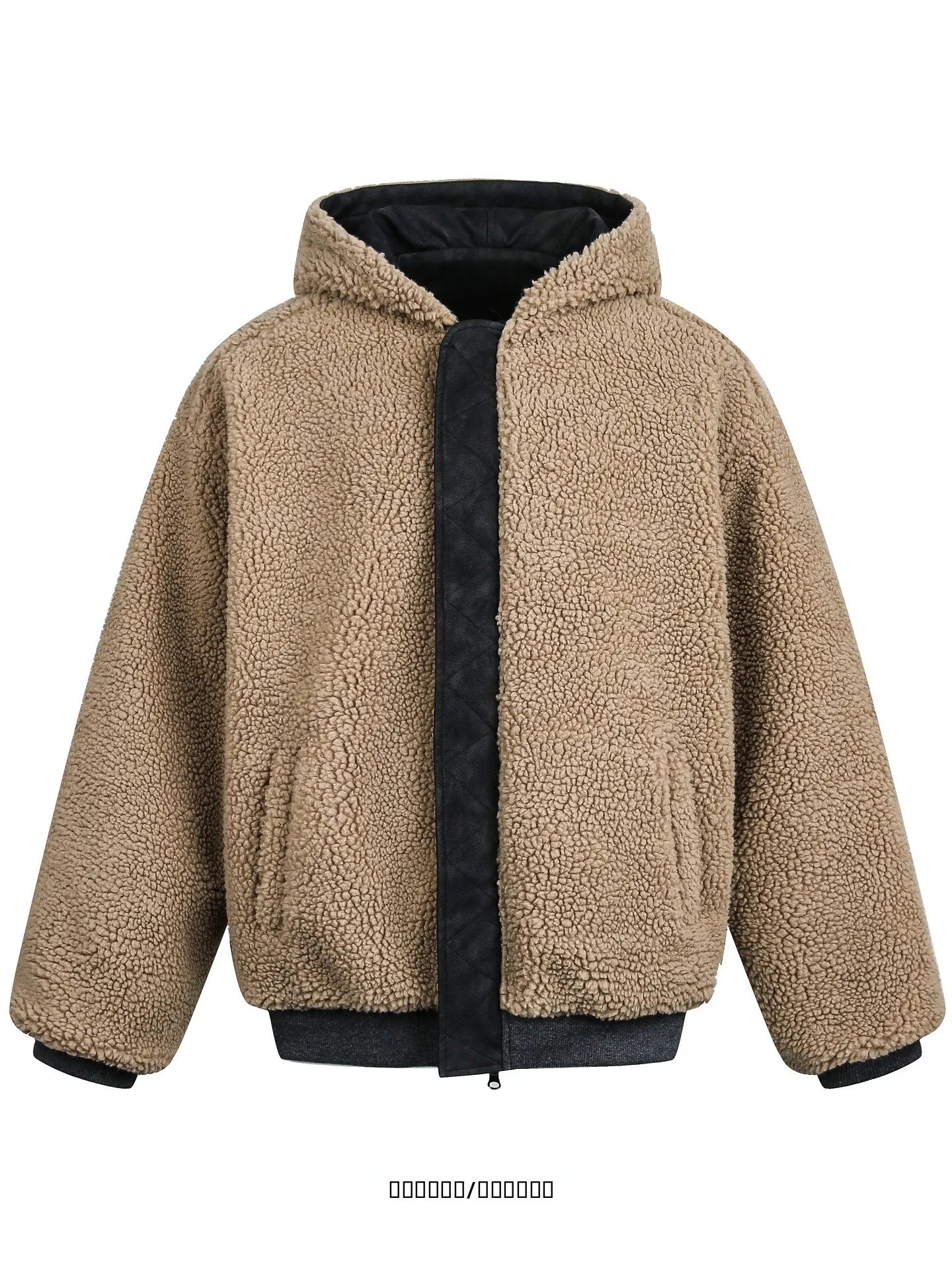 

Двусторонняя куртка свободного кроя с капюшоном из овечьего меха и хлопка от Late S Retro Sle ex Youth Fashion