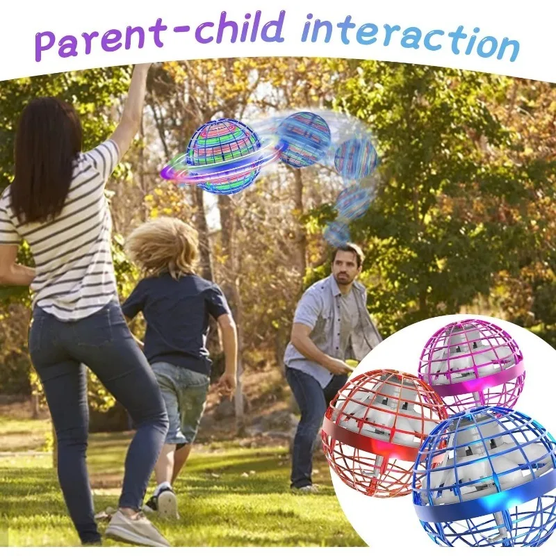 Latająca zabawka, latająca kula z kulek 2.0, dron z kulek Boomerang Galaxy z światłem RGB Magiczna pływająca kula szybujący mini dron