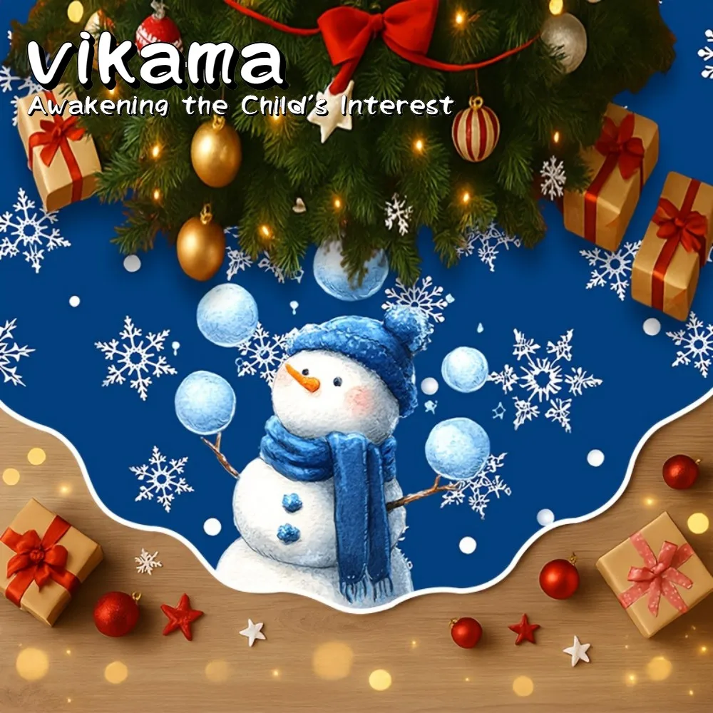 VIKAMA Weihnachtsbaumrock, Weihnachtsdekoration aus Polyester, perfekt für Weihnachts- und Neujahrspartys und Heimdekoration