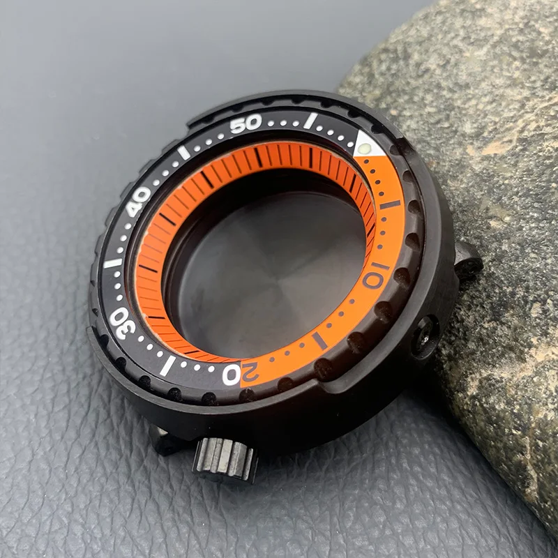 Black Mod Tuna Canned Watch Case Fits NH35 NH36 4R 7S Movement 20ATM Waterproof Sapphire Crystal Glass Men Diving Replace Cases