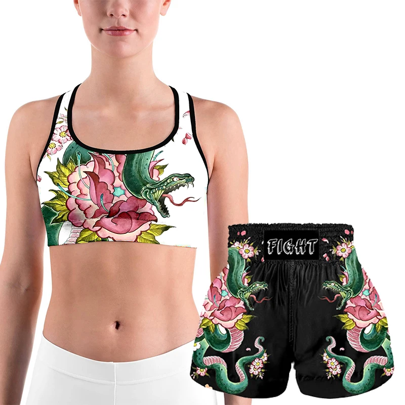 Muay Thai Fighting Shorts MMA BJJ Shorts Taekwondo Martial Arts shorts Women's sports bra set