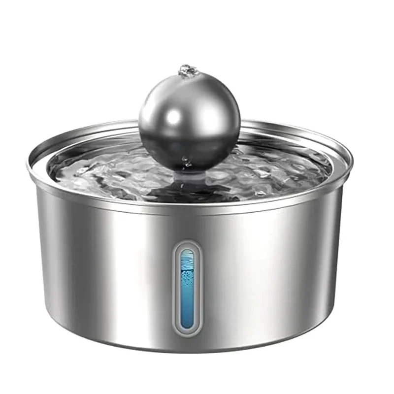 3.2L Water Level Window Pet Water Fountain With Ball Stainless Steel USB Plug Cat Fountain Cat Water Dispenser For Cats Dogs