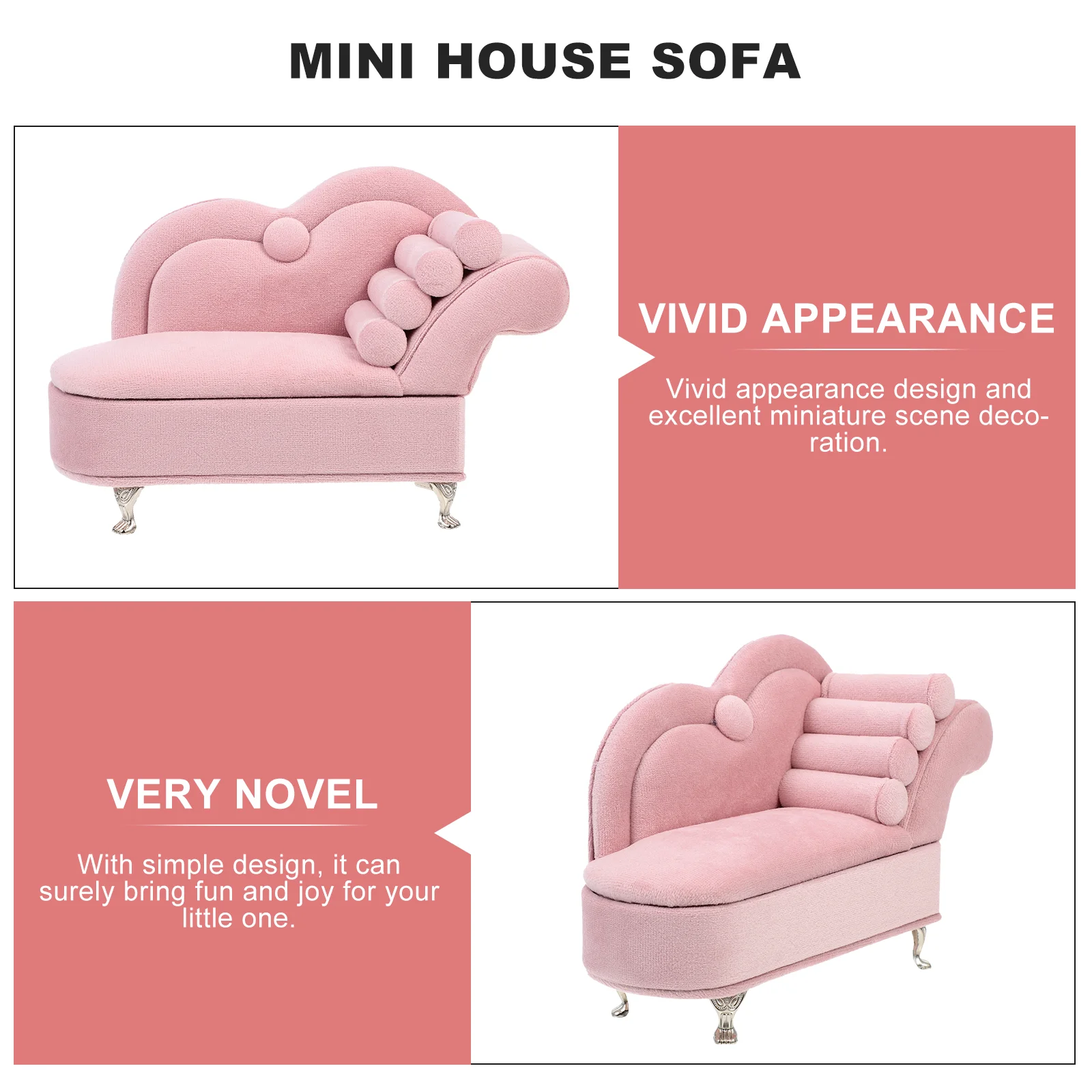 Mini Sofa Miniatures Single Couch Dolls House Pink Chair DIY Delicate Model Craft Furniture Individual