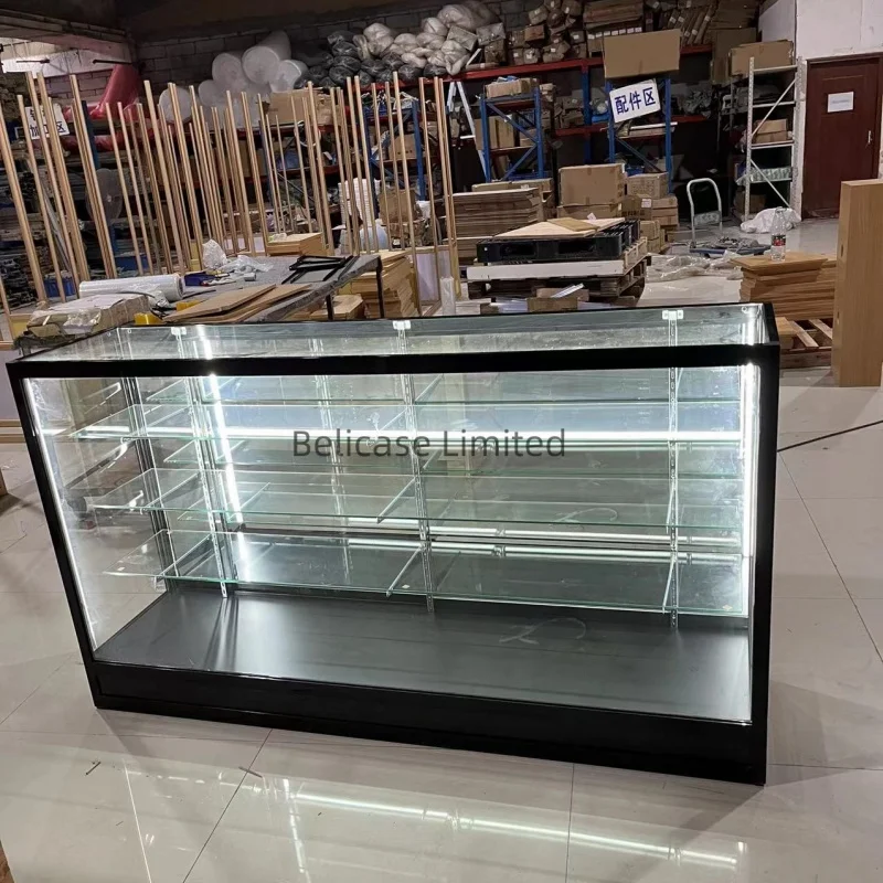 

custom.Easy Assemble 70" MirrorShowcases Retail Smoke Shop Glass Display Cabinet with Lock