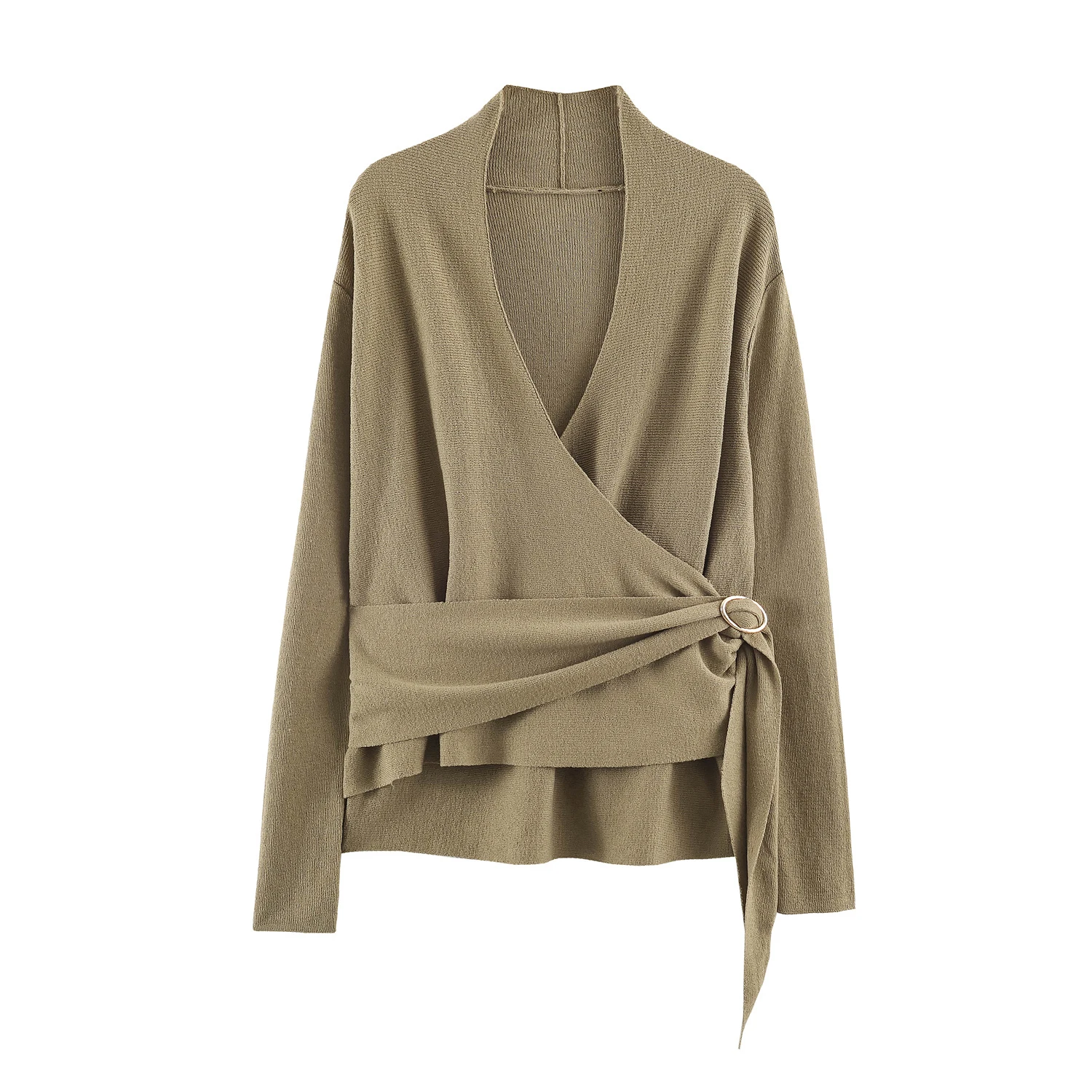 European and American style 2026 early autumn new product women's long sleeved V-neck casual knitted double breasted jacket
