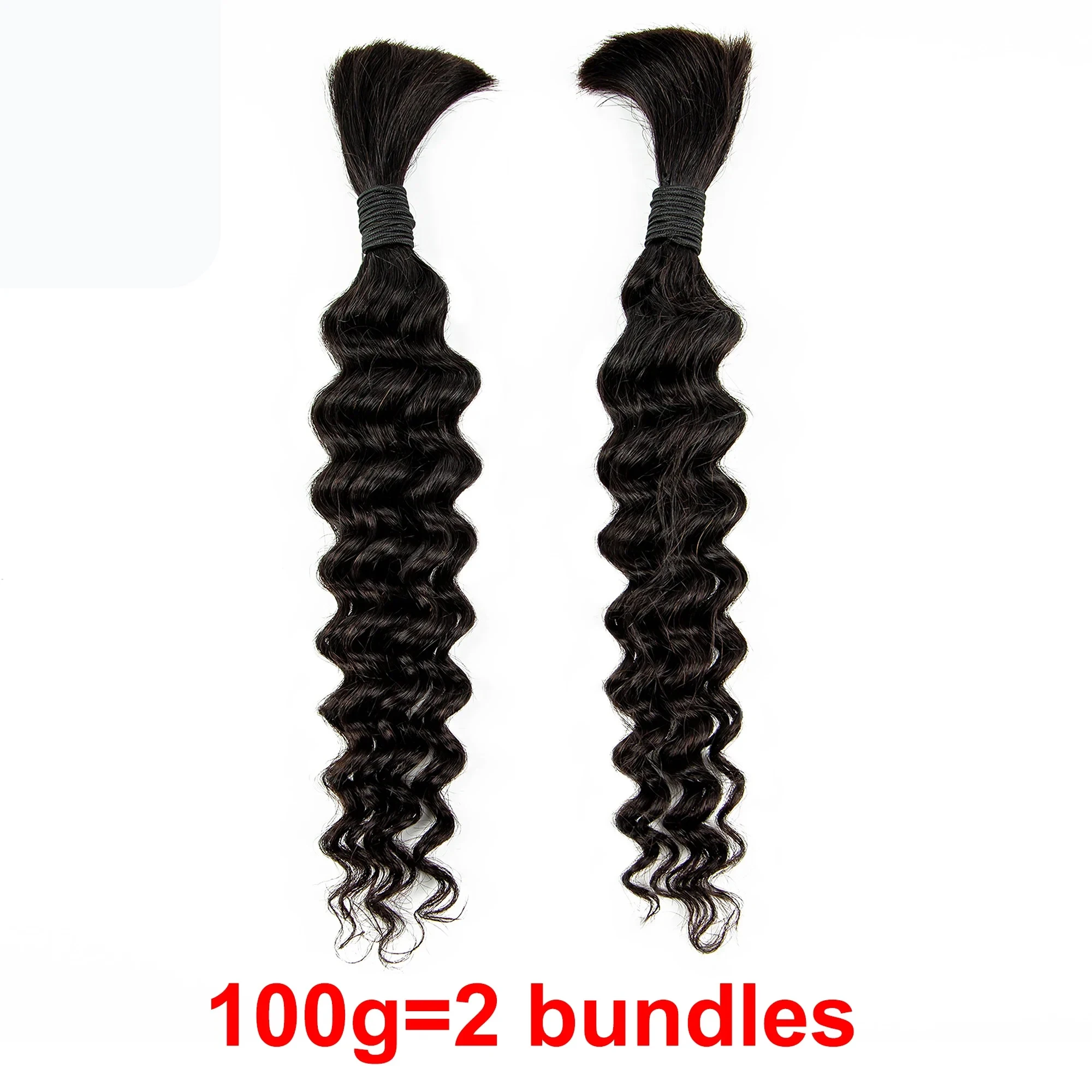 Deep Wave Black Human Hair Braiding Hair for Boho Braids Hair Bulk for Women Brading Bulk Hair No Weft 26 Inches Hair Bulk