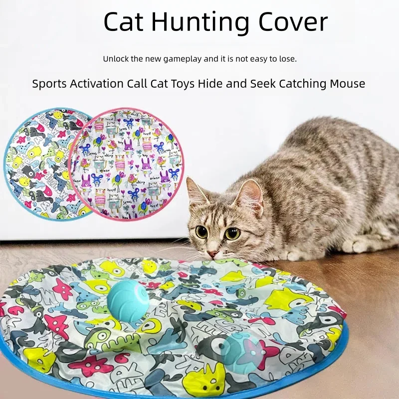 Electric Cat Hunting Toys,Hide and Seek Kitten Toy,Chirping&Motion Activated Interactive Cat Toy,Cats Hiding Cover Exercise Toy