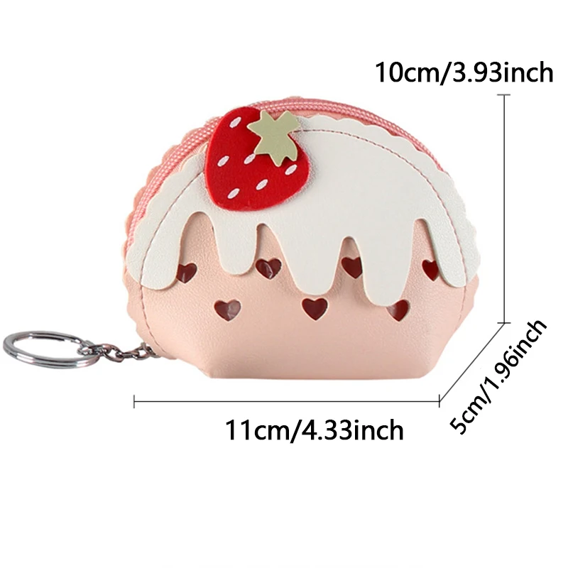Cute strawberry ice cream mini coin purse, small change purse, women's short zipper wallet view 4
