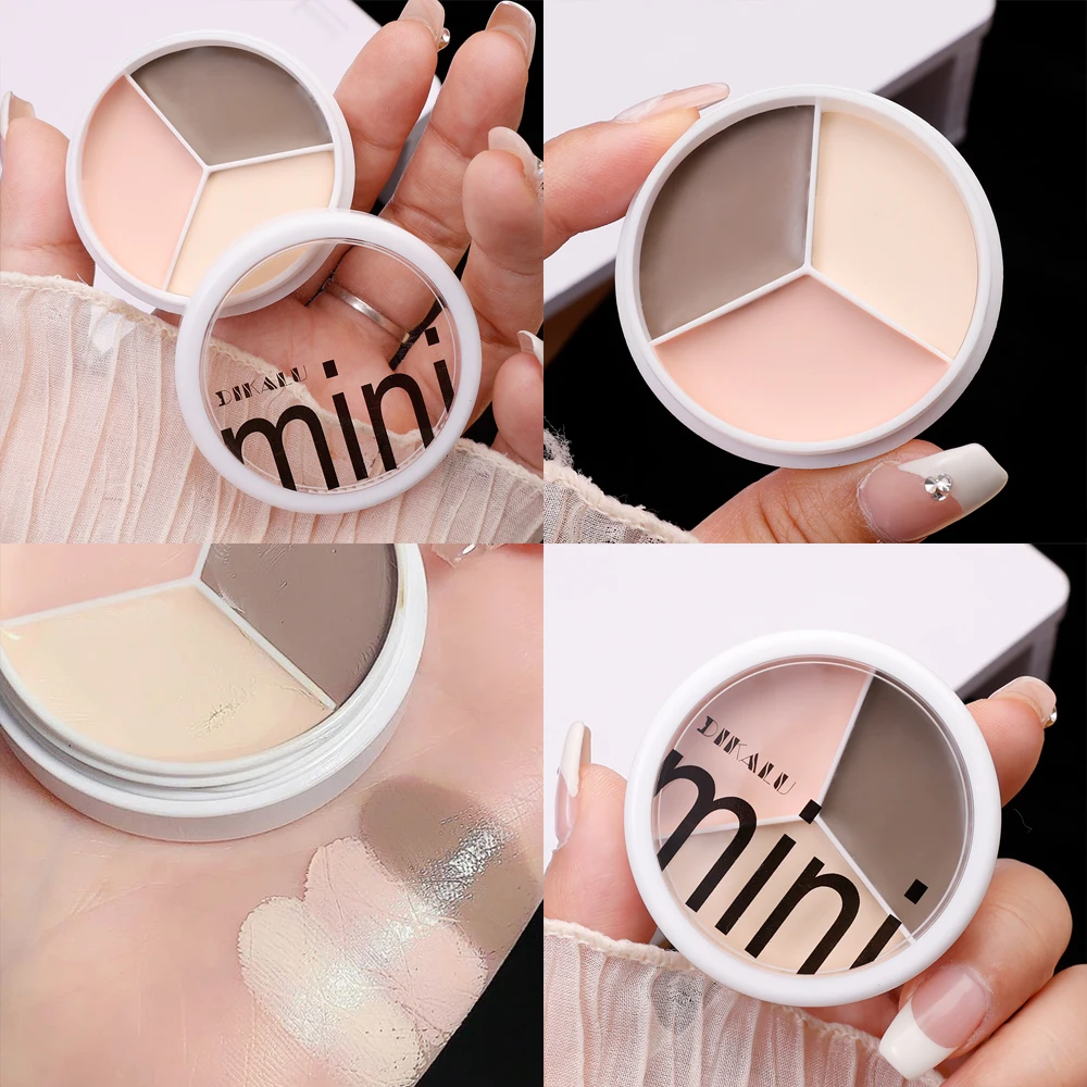 3 Kleuren Contoaler Contouren Palet Bedekken Donkere Kringen Acne Vlekken Concealer Crème Blijvende Hydraterende Gezicht Verhelderende Make-Up