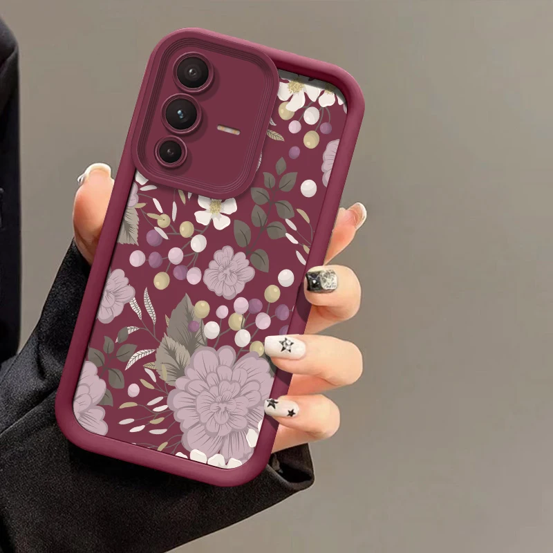 زهرة سيليكون جراب هاتف ل Vivo V60 V27 V25 V23 V23E V50 V40 Pro V30 SE V30E V29E V29 V27E ماتي رشاقته واقية الوفير #6