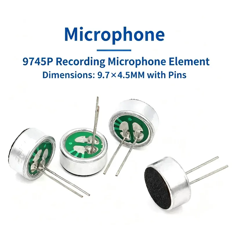 10pcs/lot 9.7*4.5mm with pin electret / condenser microphone 9745P MP3 microphone EPE walkie talkie recording Microphone