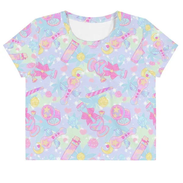 Sailor Moon Transformation Device 3D Print Harajuku Style Y2K Short Sleeve T-Shirt Full of Girlish Heart Casual Sports Tee