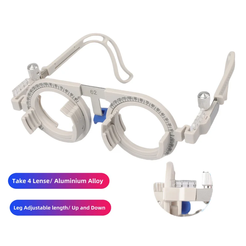 

Trial Frame Aluminium Alloy Material, With 4 Inserts, Adjustable Leg Length, With Near-Eye Distance Scale