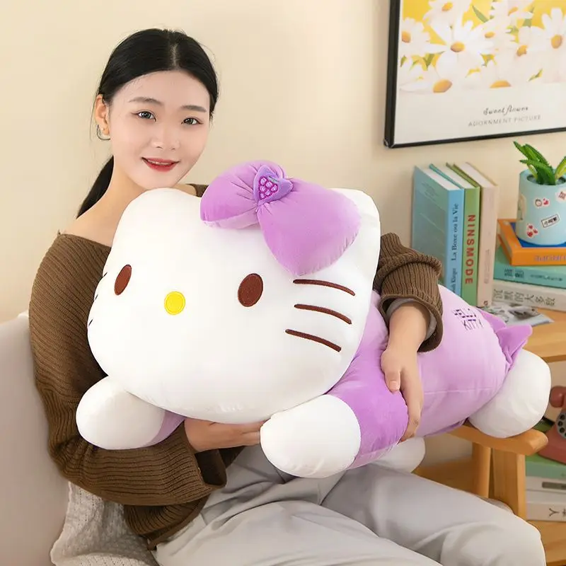 2024 New Kawaii Hello Kitty Plush Toy Stuffed Animal Pillow KT cat Doll Children Plushies Home Decoration Girls Birthday Gift