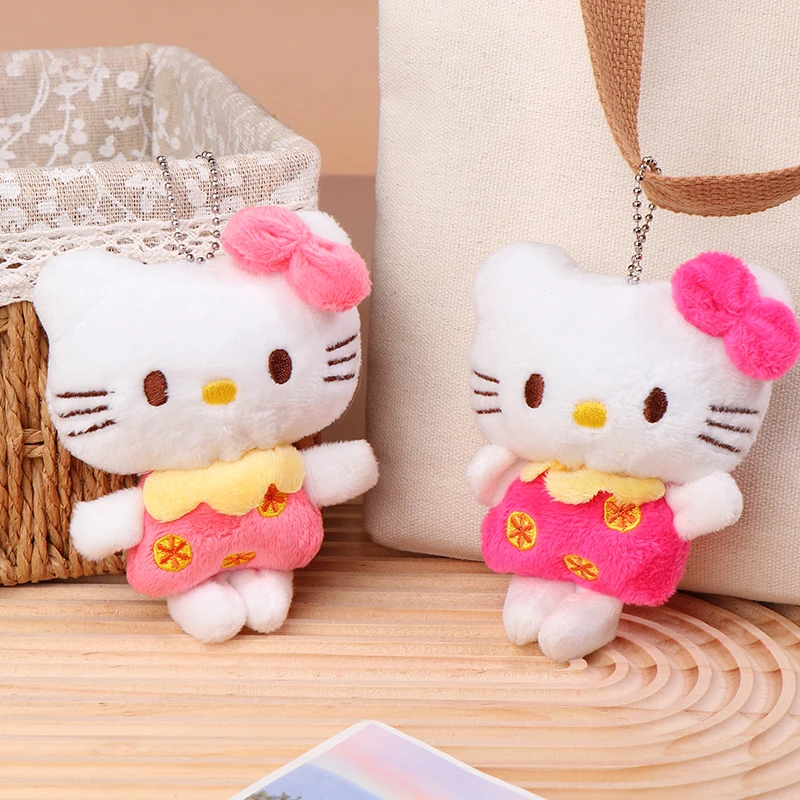 Kawaii rosa Hallo Kitty Plüsch Schlüssel bund Cartoon kt Katze ausgestopfte Puppe Anhänger Auto Schlüssel ring Rucksack Tasche Dekor