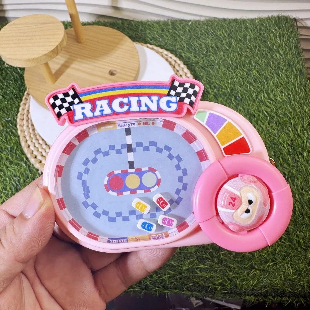 Portable Racing Game Keychain Magnetic Mini Handheld Track Car Fidget Keyring Cute Cartoon Educational Puzzle
