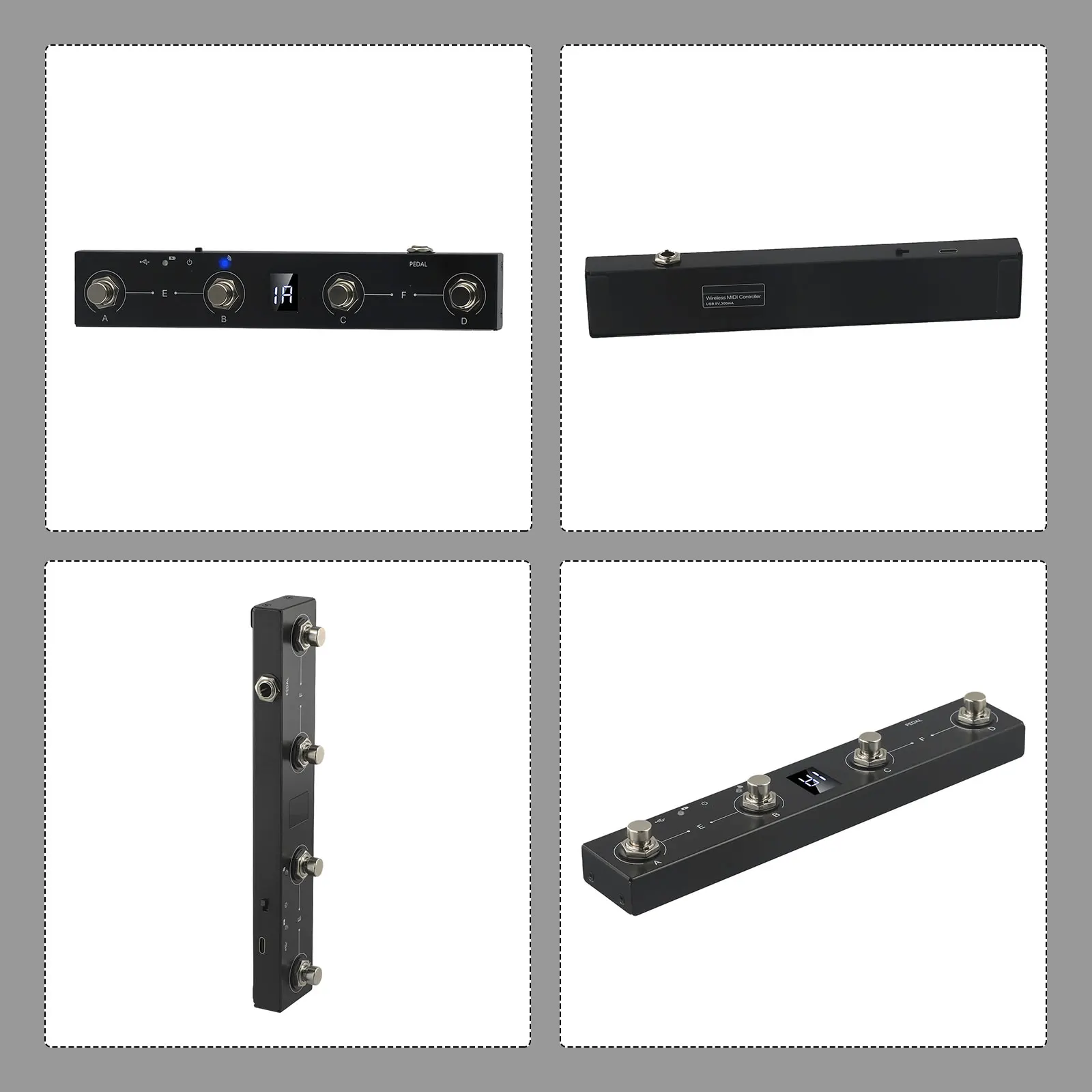 

Перезаряжаемая MIDI-педаль с четырьмя функциональными кнопками; идеально подходит для ваших музыкальных выступлений.