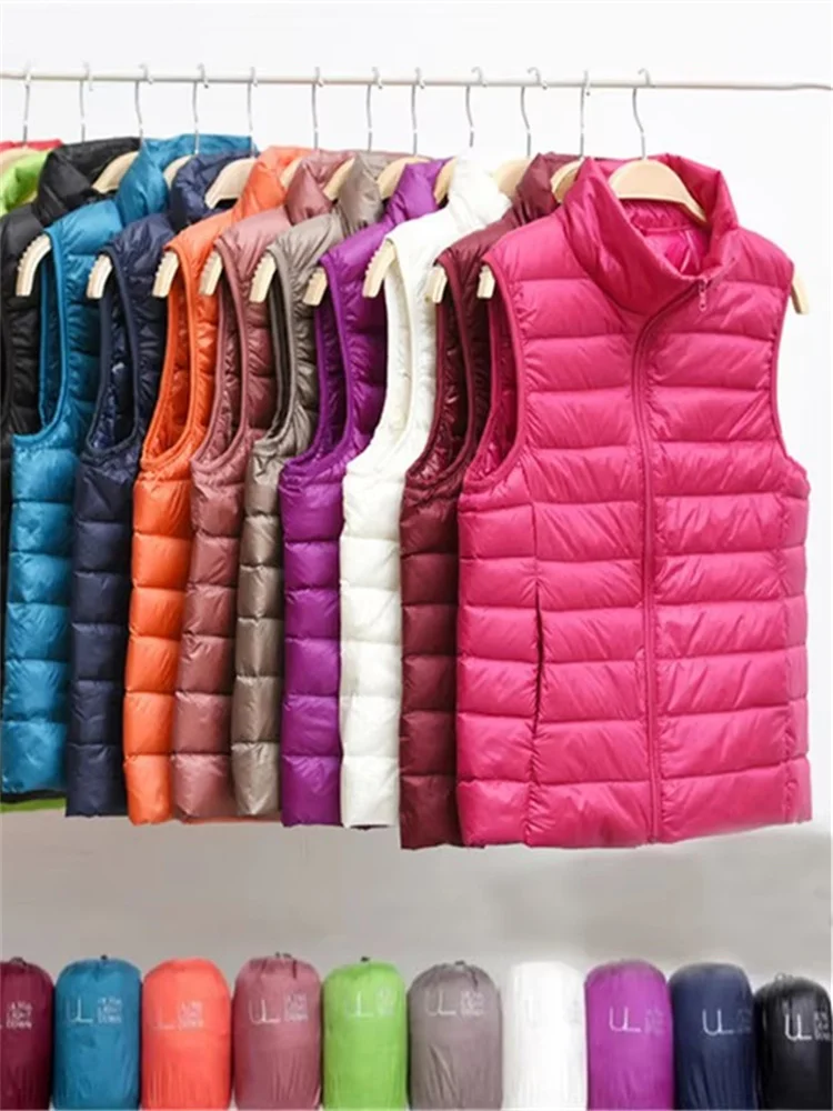 Sanishroly Autumn Winter Ultra Light White Duck Down Vest Coat Parkas Female Sleeveless Down Waistcoat Women Warm Puffer Jacket